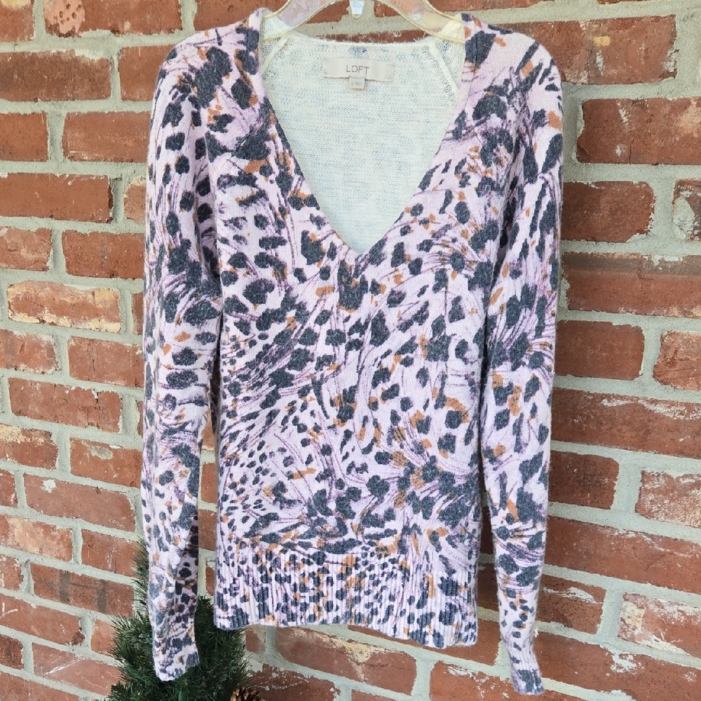 LOFT Purple and Black Textured Sweater